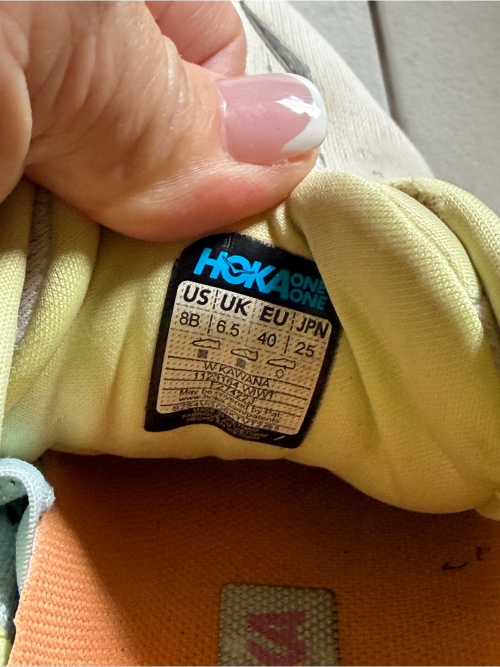 Hoka Women's Cream Running Shoes with Blue Logo and Light Green Lining - Picture 5 of 5